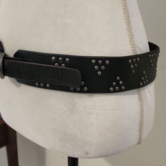 Denim & Supply Ralph Lauren Black Studded Leather Belt M 35-38 - Picture 2 of 6